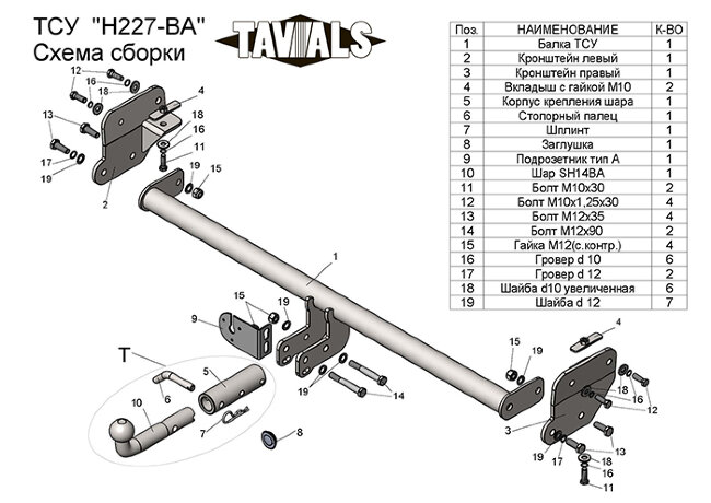 Фаркоп Tavials (быстросъемный шар) для Hyundai Creta Фаркоп Tavials (быстросъемный шар) для Hyundai Creta